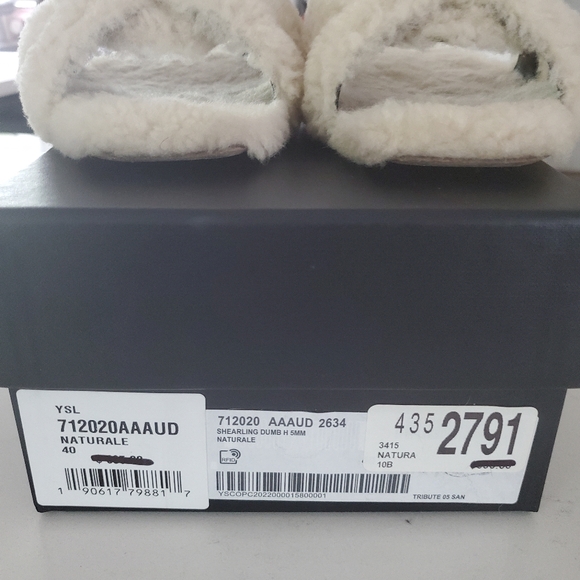 Saint Laurent Shearling Tribute Flat Sandals 40 - Picture 5 of 9